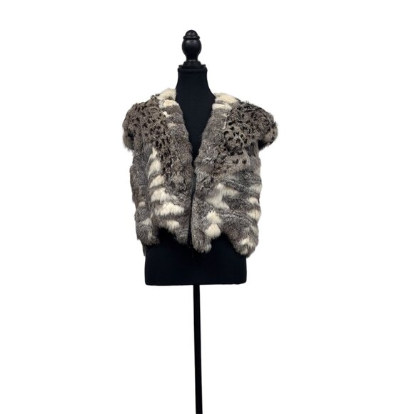 Upcycled Vintage Rabbit Fur Vest – Cheetah Print Statement Piece - Picture 1 of 7